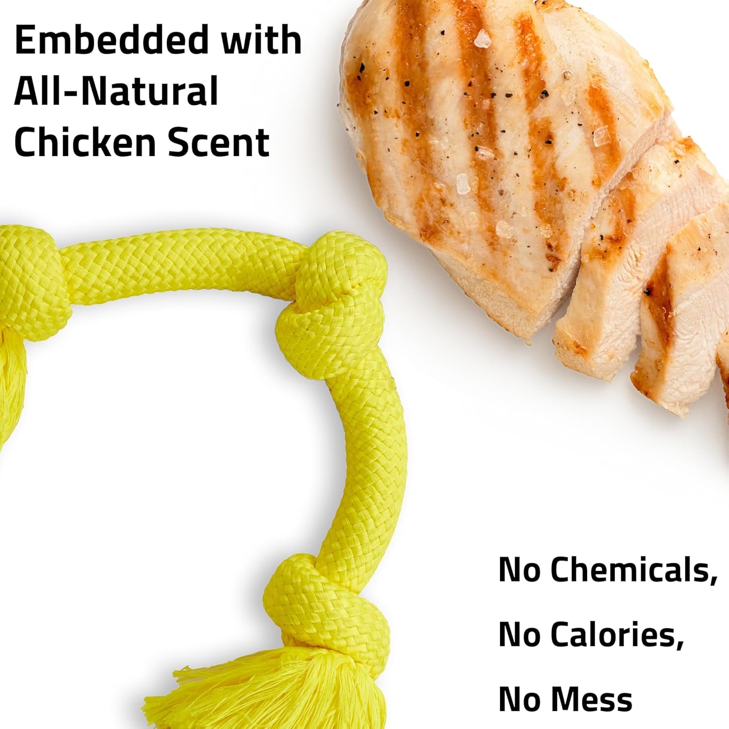 Rope Toys for Dogs | Tug of War Dog Toy for Aggressive Chewers | Chicken Scented Dog Toys | Jumbo Rope Toy for Interactive Play